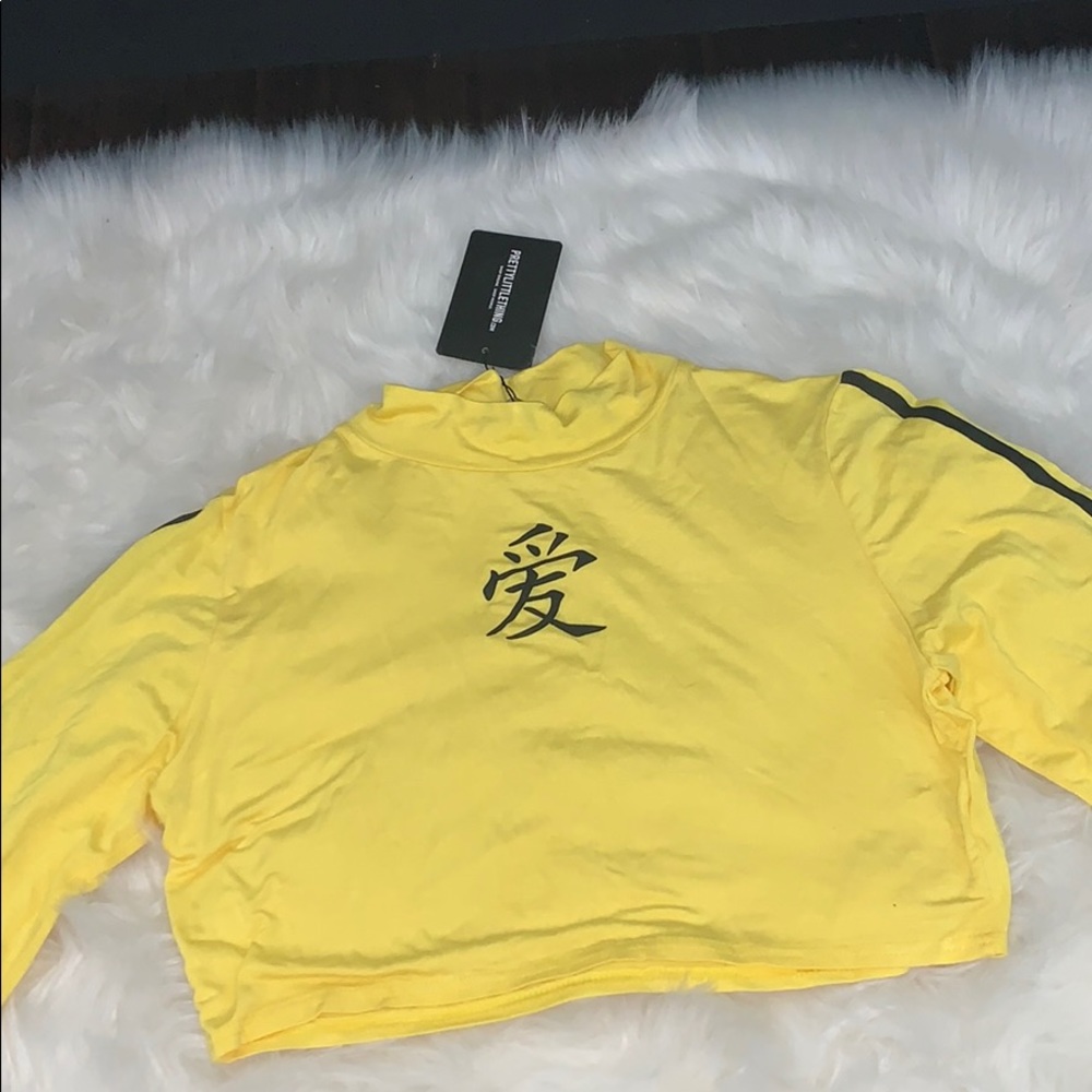 Yellow long sleeve crop top